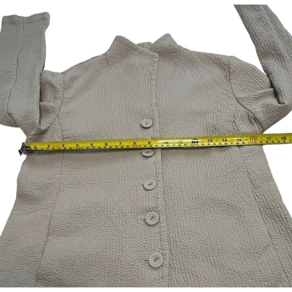 Eileen Fisher Gauzy Texture Blazer Jacket Pockets Minimalist Beige Size XS - Picture 4 of 13